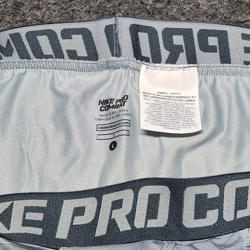 Nike Pro Combat Mens Compression Dri Fit Gray Striped Pants Leggings Large - Picture 4 of 5